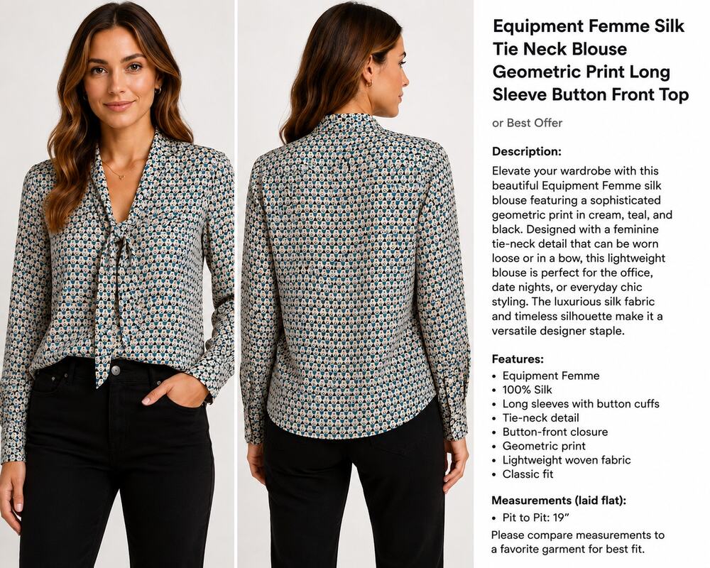 Equipment Femme Silk Tie Neck Blouse Print Long Sleeve Button Front Top